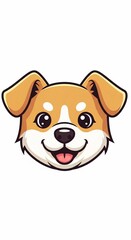 Fototapeta premium かわいい子犬の顔、笑顔、アニメ風、イラスト、ペット、友達