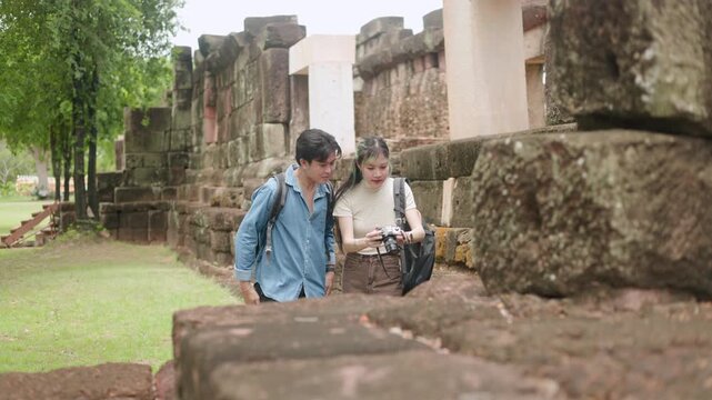 Young Couple Exploring White Temple Architecture Part 118