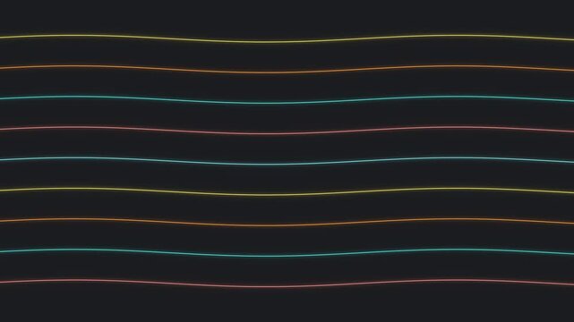 Minimalist Colorful Wavy Horizontal Lines on Dark Background Loop
