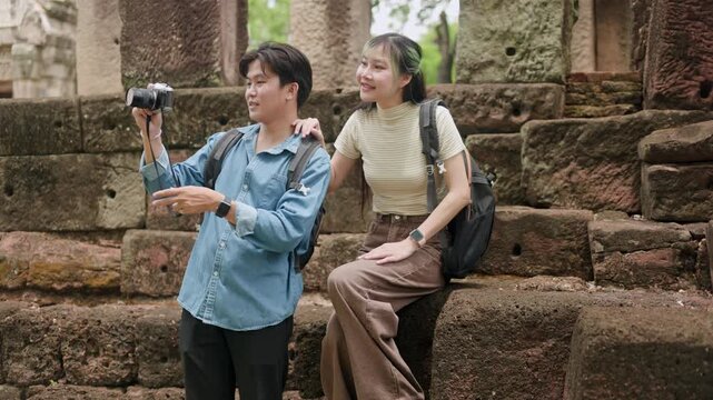 Cheerful Couple Taking Photo at Heritage Site Part 124