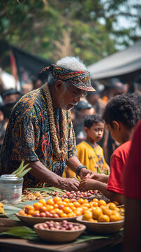 A festival celebrates forgotten crops stalls sell koro gembil