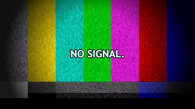 No signal television test pattern with digital static noise effect