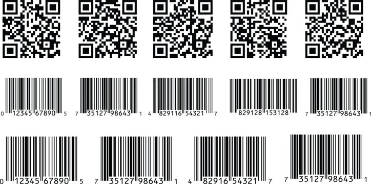 QR Code and Barcode Collection Vector Set for Digital Payment Inventory and Product Labeling