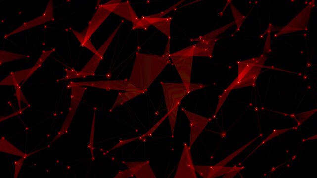 Loopable futuristic red plexus network featuring glowing digital connections and polygon mesh. Perfect for cybersecurity, hacking, cyber attack, ransomware, AI security and global alert videos.