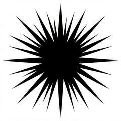 Fototapeta premium Abstract spiky starburst design black silhouette on white background