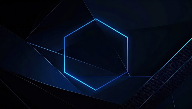 Futuristic Hexagon Wireframe on Dark Background.