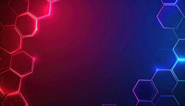 Abstract Molecular Hexagon Network with Neon Glow.