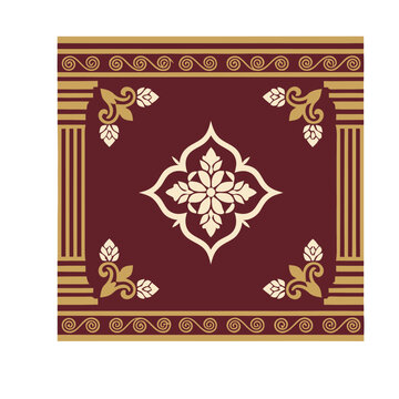 Ornate Floral Pattern with Geometric Border