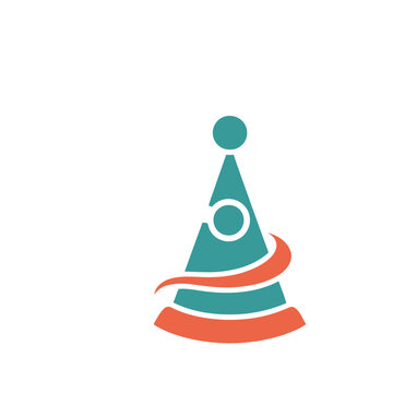 Teal and orange party hat icon
