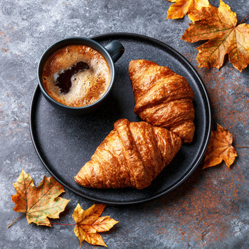 Cozy Autumn Coffee and Croissants &ndash; AI Generative