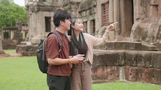 Tourists Holding Phone for Selfie at Ruins Part 39