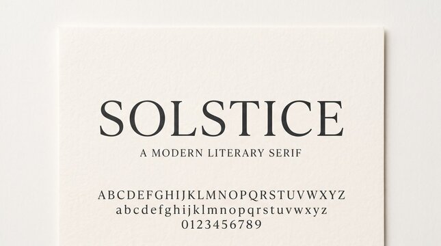 Elegant Modern Serif Alphabet Font Display Sheet