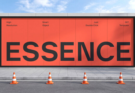 Horizontal Outdoor Street Wall Billboard Mockup