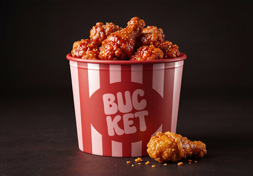 Fried Chicken Bucket PSD Mockup