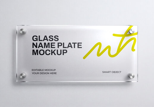 Glass Name Plate Mockup Template