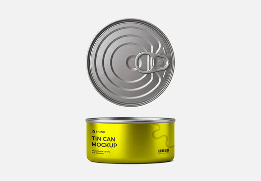 Round Tin Can Mockup with Floating Lid