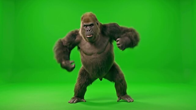Gorilla Exaggerated Wet Dog Shake Meme Dance, Funny Full Body Shiver Pantomime.
