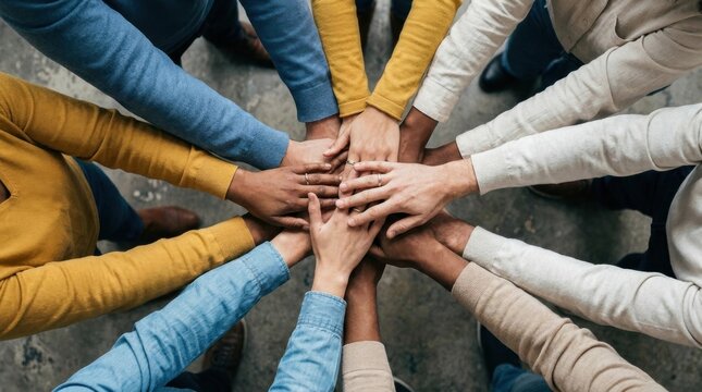 group of people holding hands