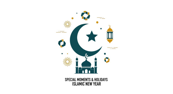 Islamic New Year Crescent Moon Star.