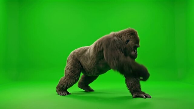 Gorilla Exaggerated Invisible Hurricane Wind Struggle Meme Dance, Funny Storm Pantomime.