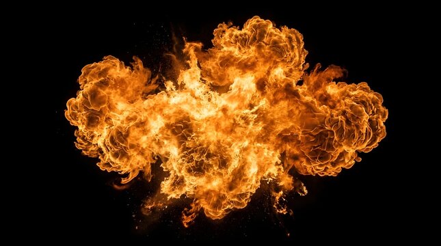Dynamic Fireball Explosion on Black Background