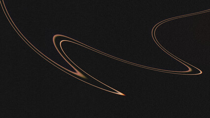Dark black textured background with soft warm golden wavy curved glowing lines, prominent film grain and digital noise overlay.  © yun visual
