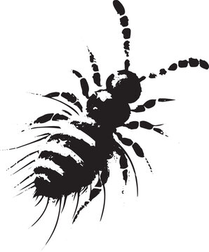 Minimalist sumi-e style springtail illustration on a clean white