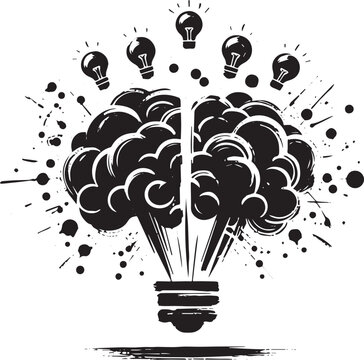 Creative spark abstract concept: Brain exploding with illuminate