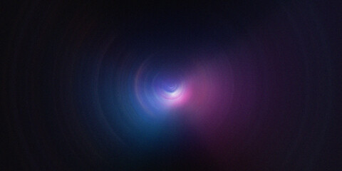 Abstract digital background with circular light rays and gradient colors in dark space. © md