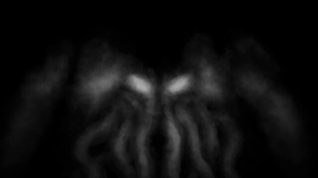 Horror fantasy 2D animation for Halloween. Scary night atmosphere. A creepy animated short video clip. Dark Vj loops. Black and white background.