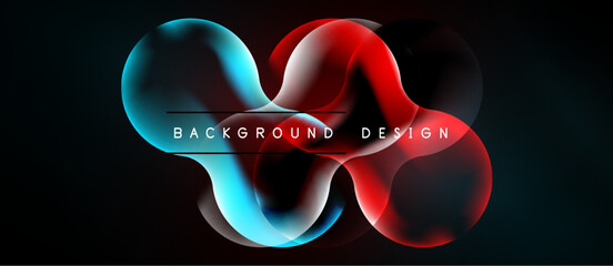 Abstract fluid shapes, vibrant blue, red hues. Dark background creates striking visual contrast. Modern design element. © antishock
