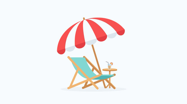 Beach chair and umbrella provide a shaded spot for relaxation on a sunny day at the seaside resort.
