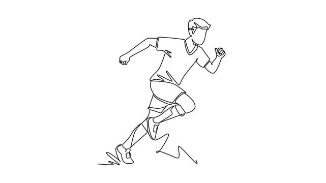 Soccer player sprinting into open space during an attacking play.Football 2027 concept. Single line draw design. Full length animation illustration. High quality 4k footage
