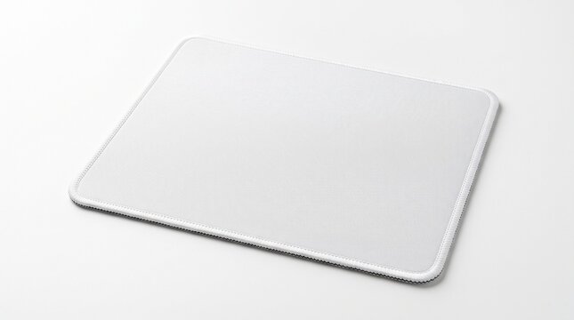 Blank white rectangular mouse pad mockup on clean white background for design presentation