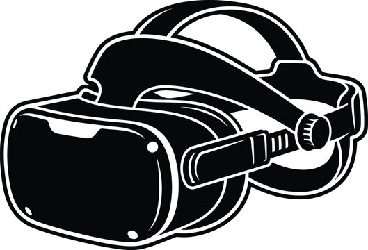  Modern Virtual Reality VR Headset Gaming Goggles Technology Vector Silhouette Icon