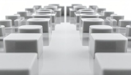 Fototapeta premium Abstract white geometric cubes in perspective arrangement.