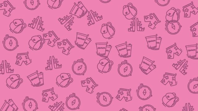 Seamless Pattern Of Travel And Summer Vacation Icons