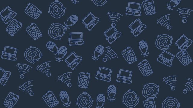 Seamless Pattern Of Technology And Communication Icons