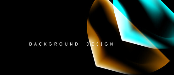 Naklejka premium Abstract design features flowing shapes, vibrant colors against dark backdrop. Modern aesthetic, dynamic composition, suitable for backgrounds.