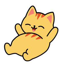 Fototapeta premium Cute yellow kawaii cat hugging vector illustration with adorable expression.