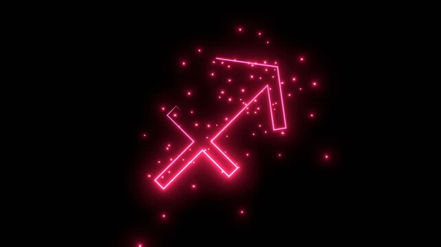Archer or Sagittarius zodiac symbol icon in thin line style glowing with energy and particles.
