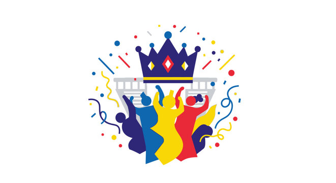 Colorful Celebration Party Crowd Icon Graphic.