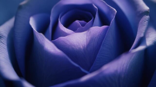 Extreme Macro Shot of Velvety Deep Purple Rose Petals with Soft Cinematic Lighting, Elegant Flower Background Full HD