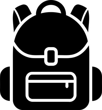 Black backpack icon for travel and school supplies
