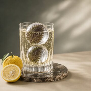 Yuzu Botanical Tonic With Ice Spheres And Citrus