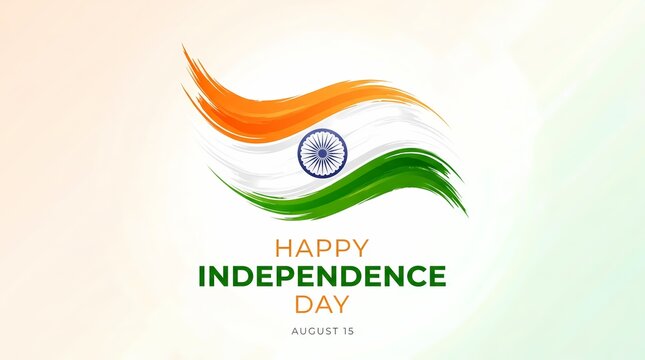 Creative abstract brush stroke background with Indian tricolor flag for Independence Day celebration.