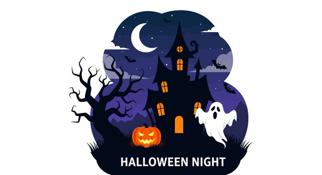 Ghost floating near haunted house.