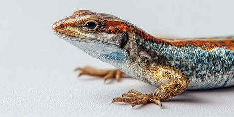 Fototapeta premium Close up of a colorful lizard on a white background perfect for various projects