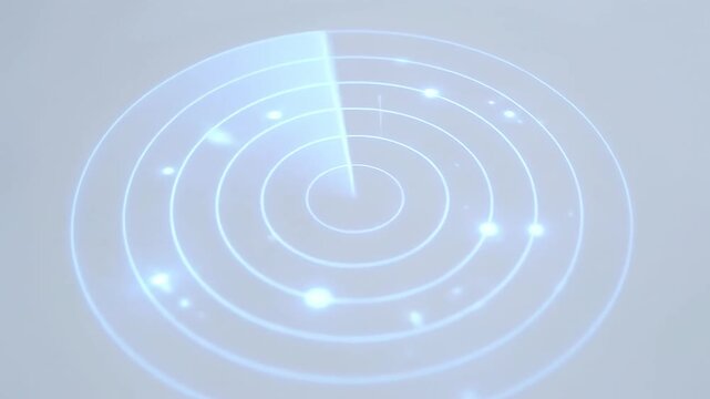 Ai recruitment abstract circle radar target ring light search strategy digital network scan concept white surface background