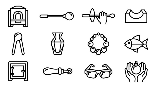 Collection of Slovak minimal line art pictogram icons including tools and objects for diverse use